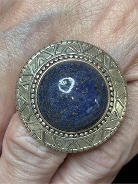 Silpada vintage Large Round Lapis Stone Statement Ring - Sterling silver.925